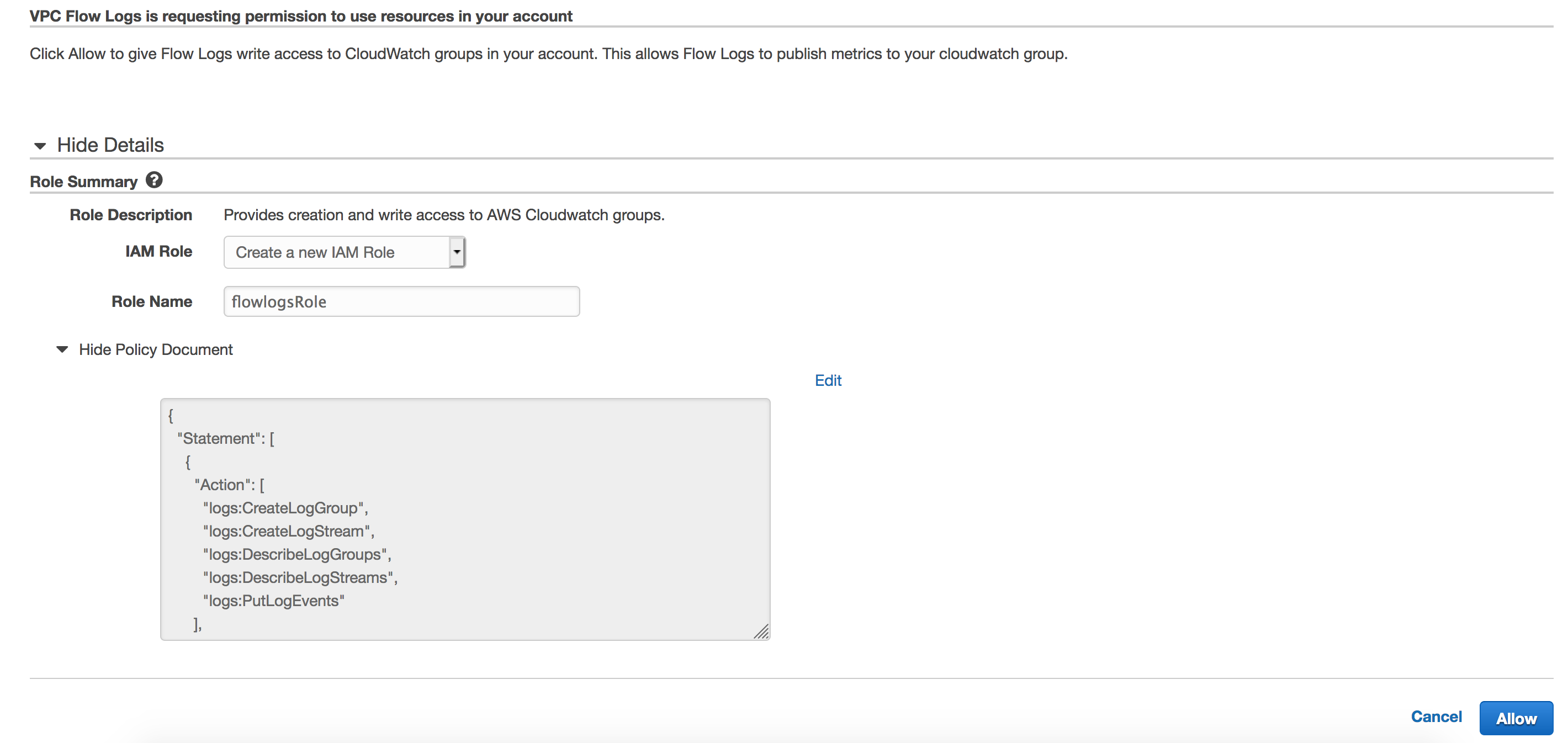 AWS VPC flow logs